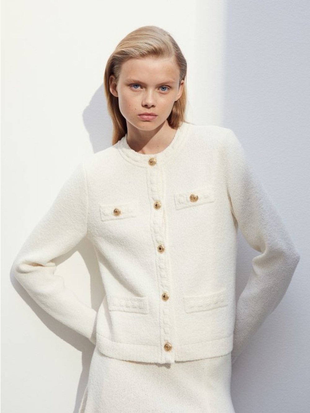 H&M cream knit cardigan